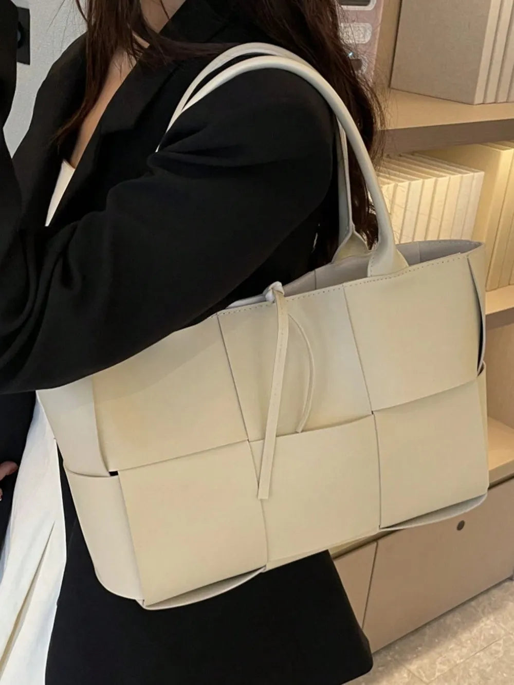 PU Leather Woven Handbag and Clutch Set - Premium handbags from Trendsi - Just $21.99! Shop now at Handbags Specialist Headquarter