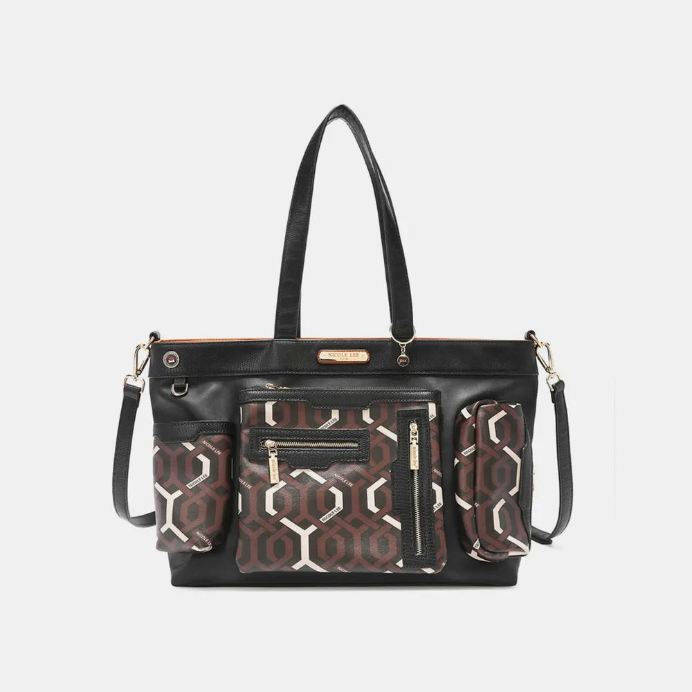 Nicole Lee USA Geometric Pattern Large Handbag - Premium Tote Bag from Trendsi - Just $68.99! Shop now at Handbags Specialist Headquarter