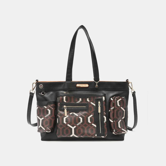 Nicole Lee USA Geometric Pattern Large Handbag - Premium Tote Bag from Trendsi - Just $68.99! Shop now at Handbags Specialist Headquarter