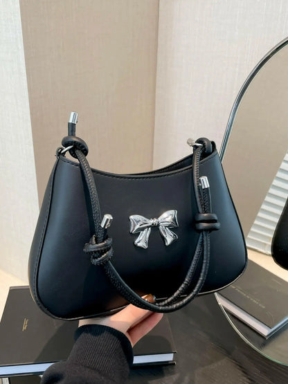 Bow PU Leather Knotted Strap Handbag.