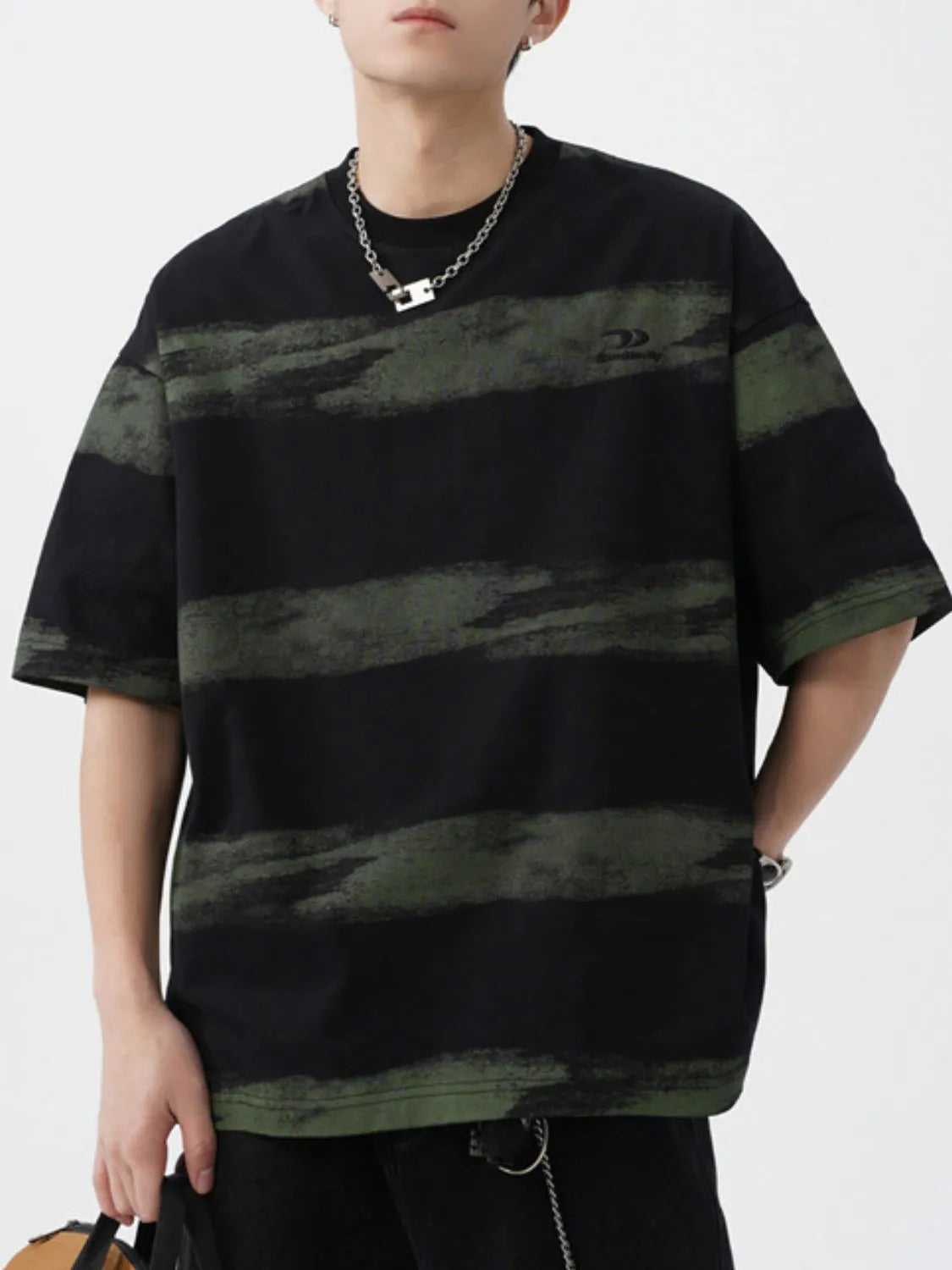 Men's Plus Size Basic style Round Neck Striped T-Shirt - Premium Men's T-Shirt from Trendsi - Just $33.99! Shop now at Handbags Specialist Headquarter