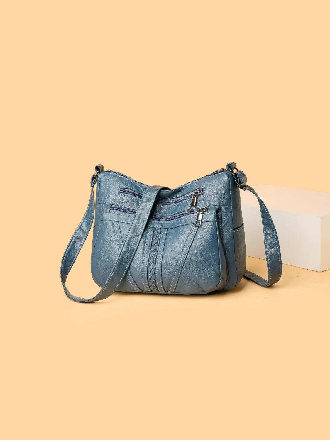 PU Leather Adjustable Strap Shoulder Bag.