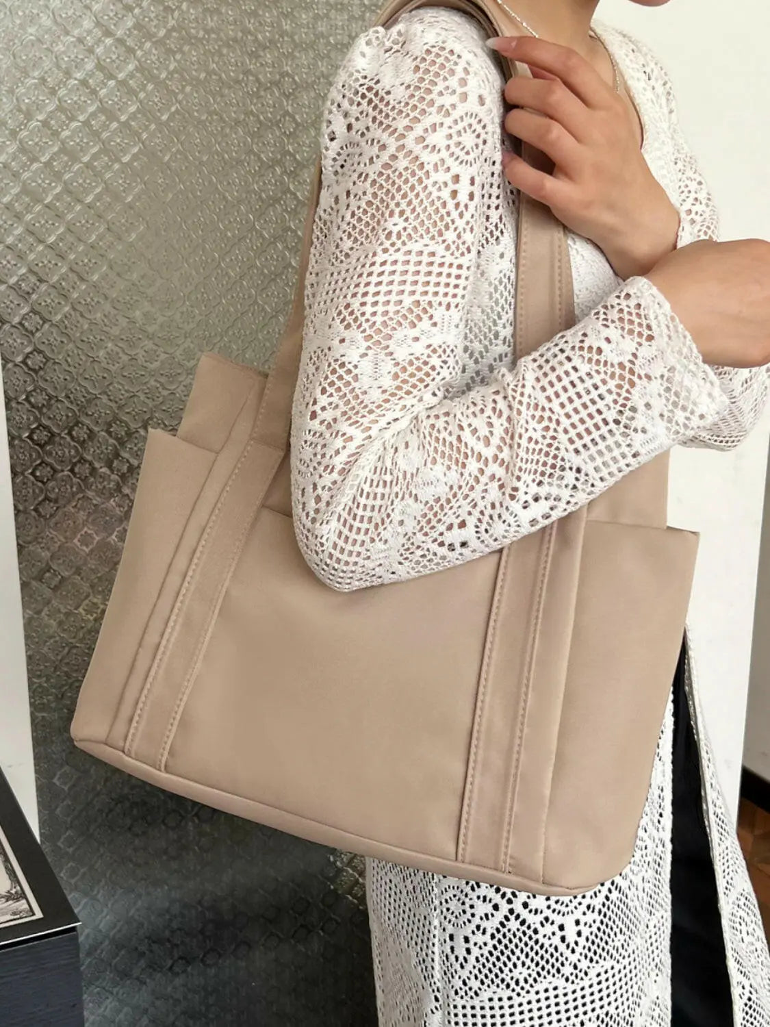 Oxford Cloth Tote Bag with Zipper - Premium Tote Bag from Trendsi - Just $25.64! Shop now at Handbags Specialist Headquarter