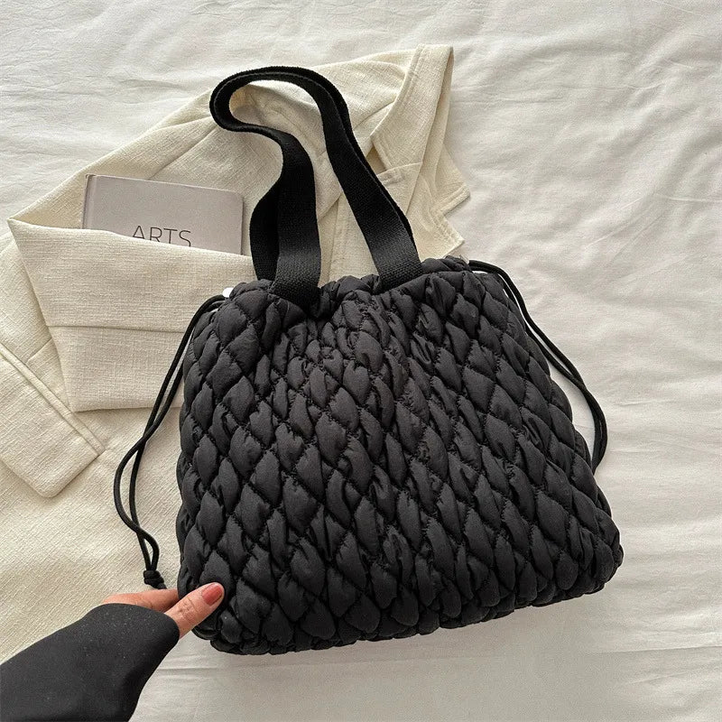 Drawstring Bubble Texture Tote Bag - Premium Tote Bag from Trendsi - Just $39.99! Shop now at Handbags Specialist Headquarter