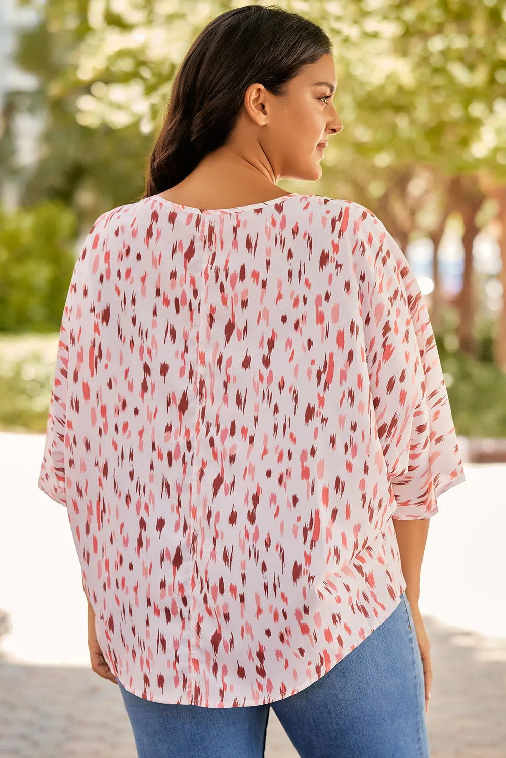 Plus Size Printed V-Neck Blouse - Premium Plus Size Shirts from Trendsi - Just $21! Shop now at Handbags Specialist Headquarter