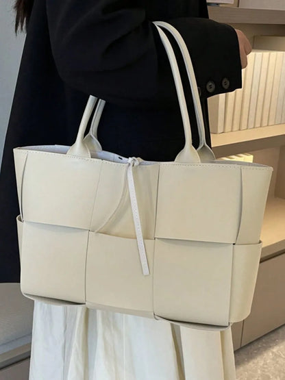 PU Leather Woven Handbag and Clutch Set - Premium handbags from Trendsi - Just $21.99! Shop now at Handbags Specialist Headquarter