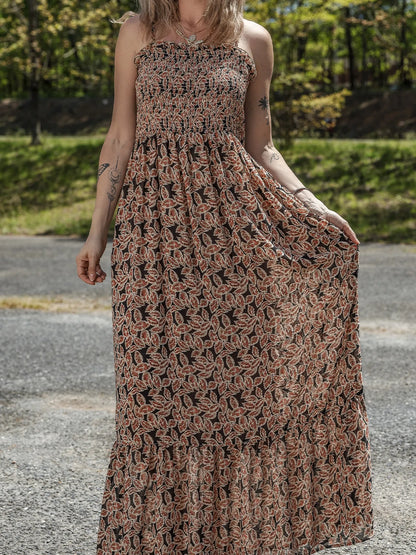 Printed Smocked Bodice Maxi Dress - Premium Maxi Dress from Trendsi - Just $57.99! Shop now at Handbags Specialist Headquarter