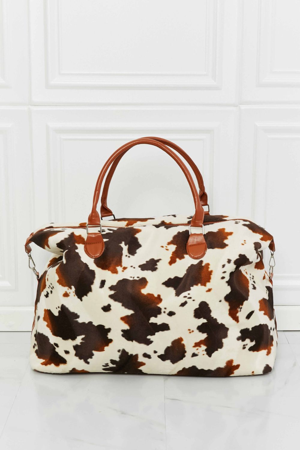 Animal Print Plush Weekender Bag - Premium Weekender Bag from Trendsi - Just $54.99! Shop now at Handbags Specialist Headquarter