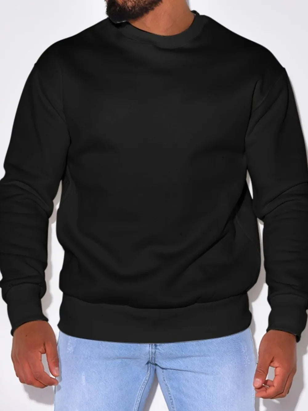 Men's Plus Size Round Neck Sweatshir - Premium Men's Sweatshirts from Trendsi - Just $23.98! Shop now at Handbags Specialist Headquarter