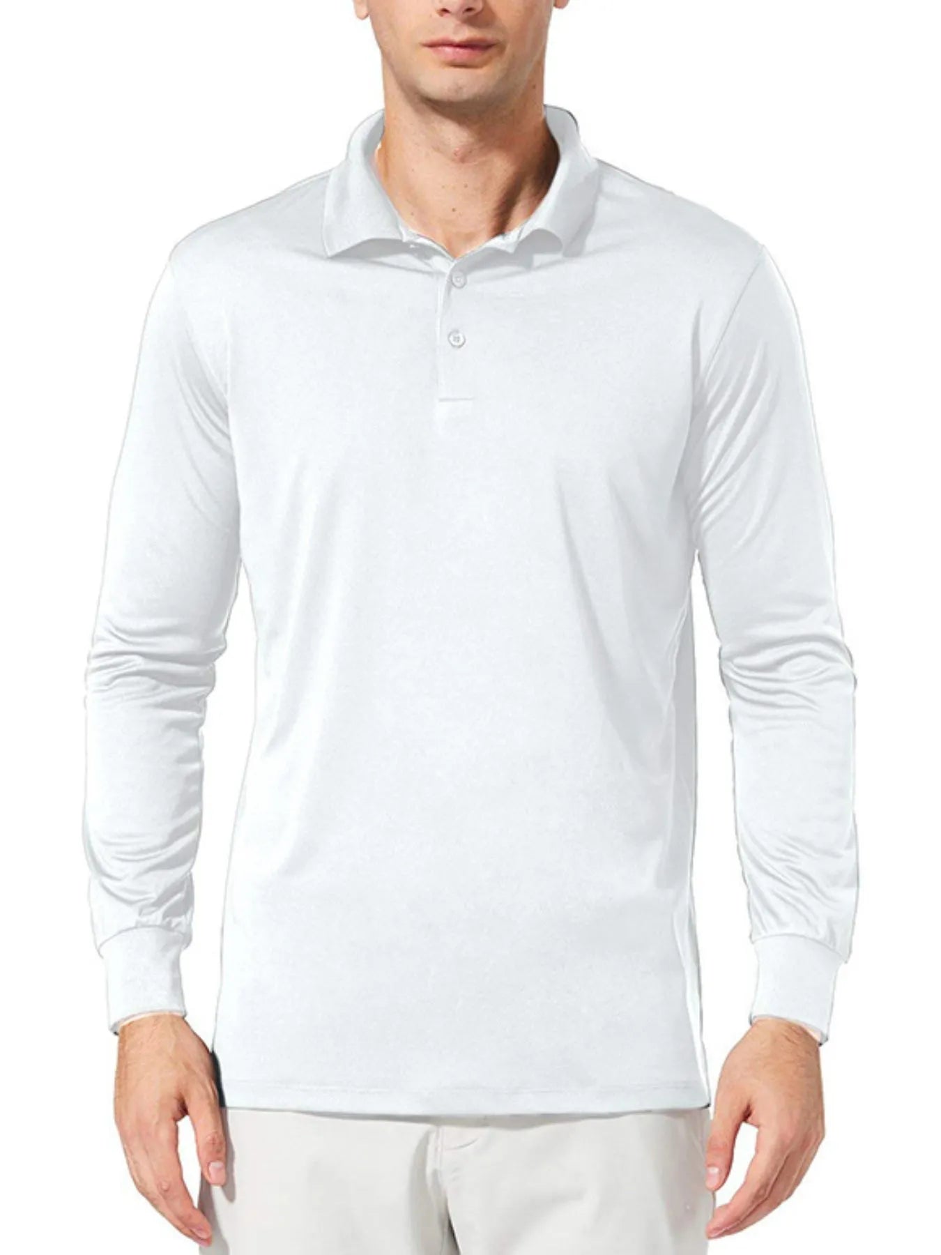 Long Sleeve Collared Neck Polo Shirt - Premium Men's Polo shirt from Trendsi - Just $34.99! Shop now at Handbags Specialist Headquarter