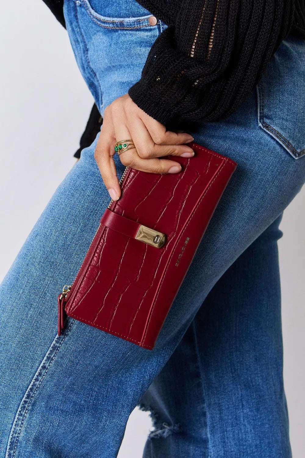 David Jones Texture PU Leather Wallet - Premium Wallet from Trendsi - Just $28.99! Shop now at Handbags Specialist Headquarter