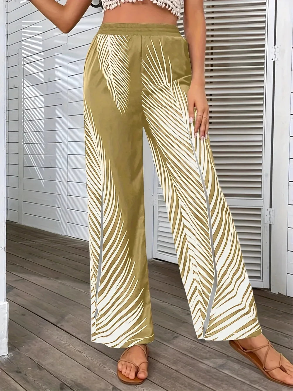 Printed Wide Leg Pants - Premium Women Pants from Trendsi - Just $26.99! Shop now at Handbags Specialist Headquarter