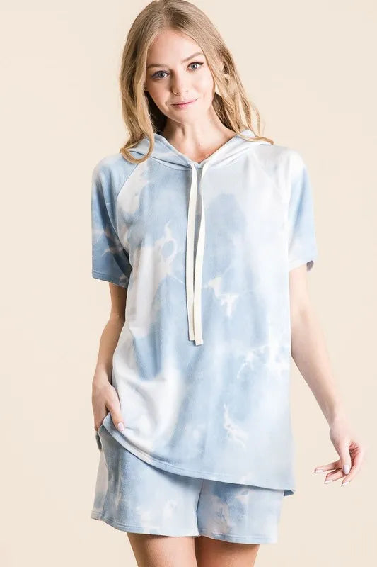 BiBi Tie Dye French Terry Hoodie Top and Bottom Set - Premium  from Trendsi - Just $19.99! Shop now at Handbags Specialist Headquarter