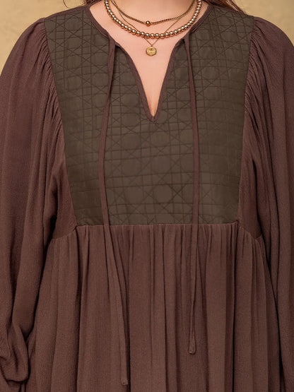 Plus Size Tie Neck Balloon Sleeve Blouse - Premium Plus Size Shirts from Trendsi - Just $37.48! Shop now at Handbags Specialist Headquarter