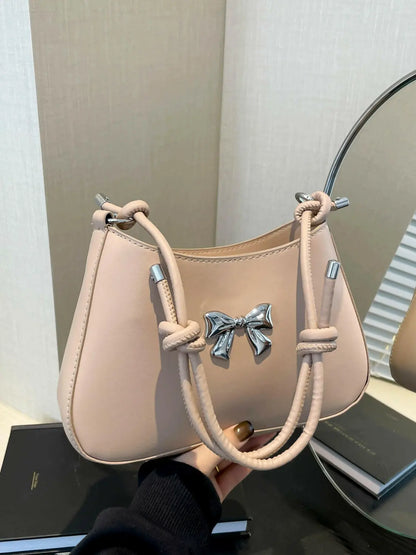 Bow PU Leather Knotted Strap Handbag - Premium Tote Bag from Trendsi - Just $20.62! Shop now at Handbags Specialist Headquarter