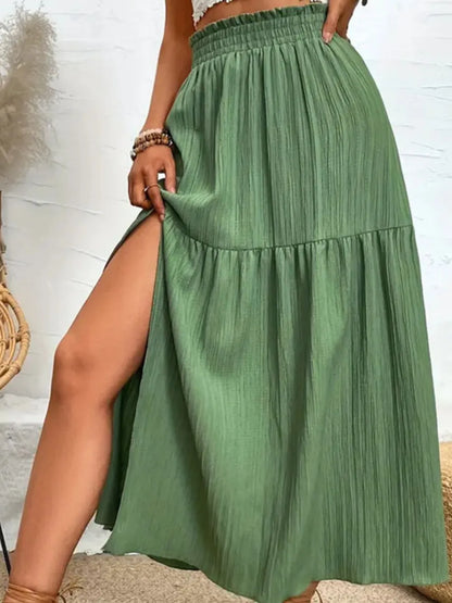 Frill Slit Skirt - Premium Skirts from Trendsi - Just $26.99! Shop now at Handbags Specialist Headquarter