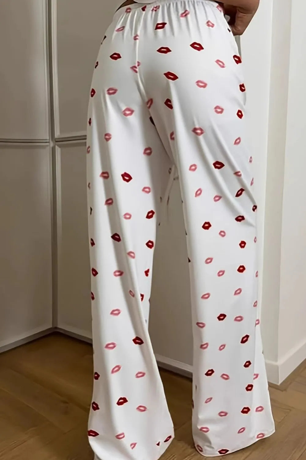 Lips Print Wide Leg Pants - Premium Women Pants from Trendsi - Just $22.99! Shop now at Handbags Specialist Headquarter