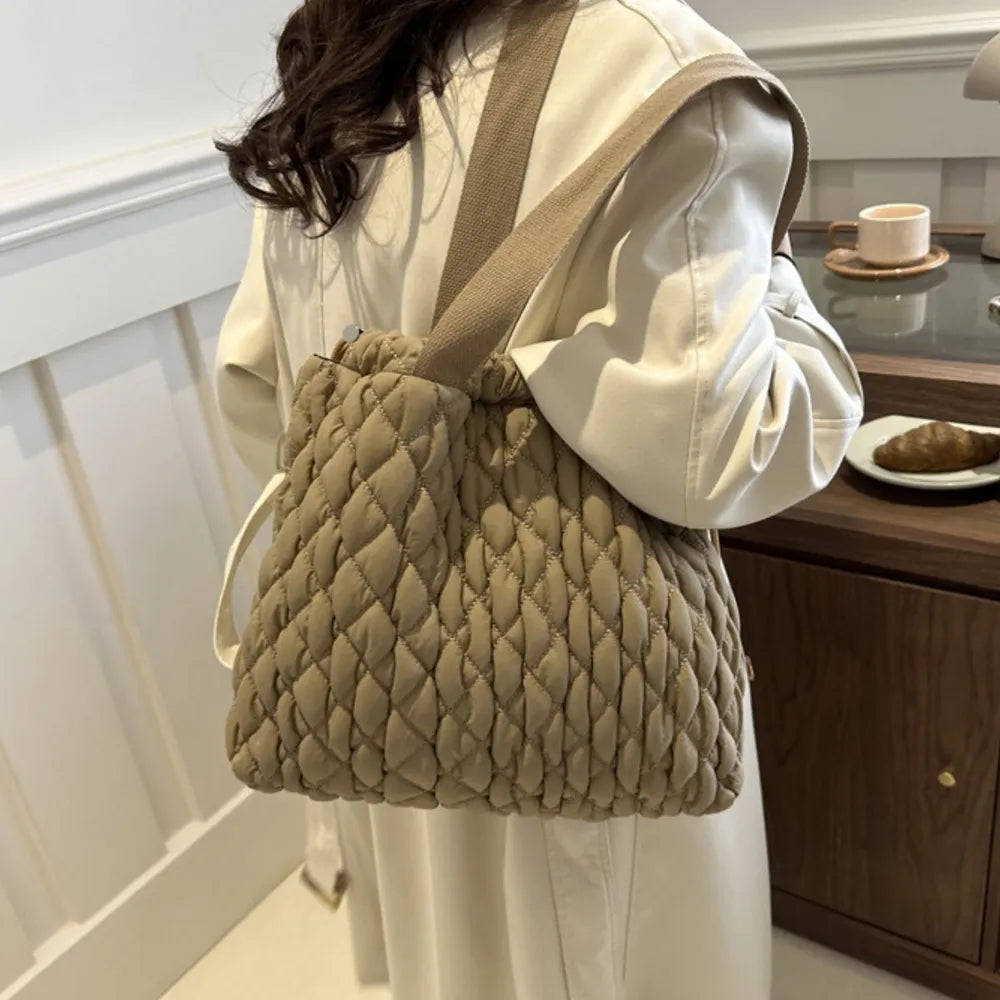 Drawstring Bubble Texture Tote Bag - Premium Tote Bag from Trendsi - Just $39.99! Shop now at Handbags Specialist Headquarter