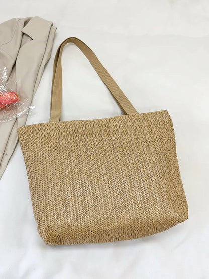 Straw Woven Tote Bag - Premium Tote Bag from Trendsi - Just $39.99! Shop now at Handbags Specialist Headquarter