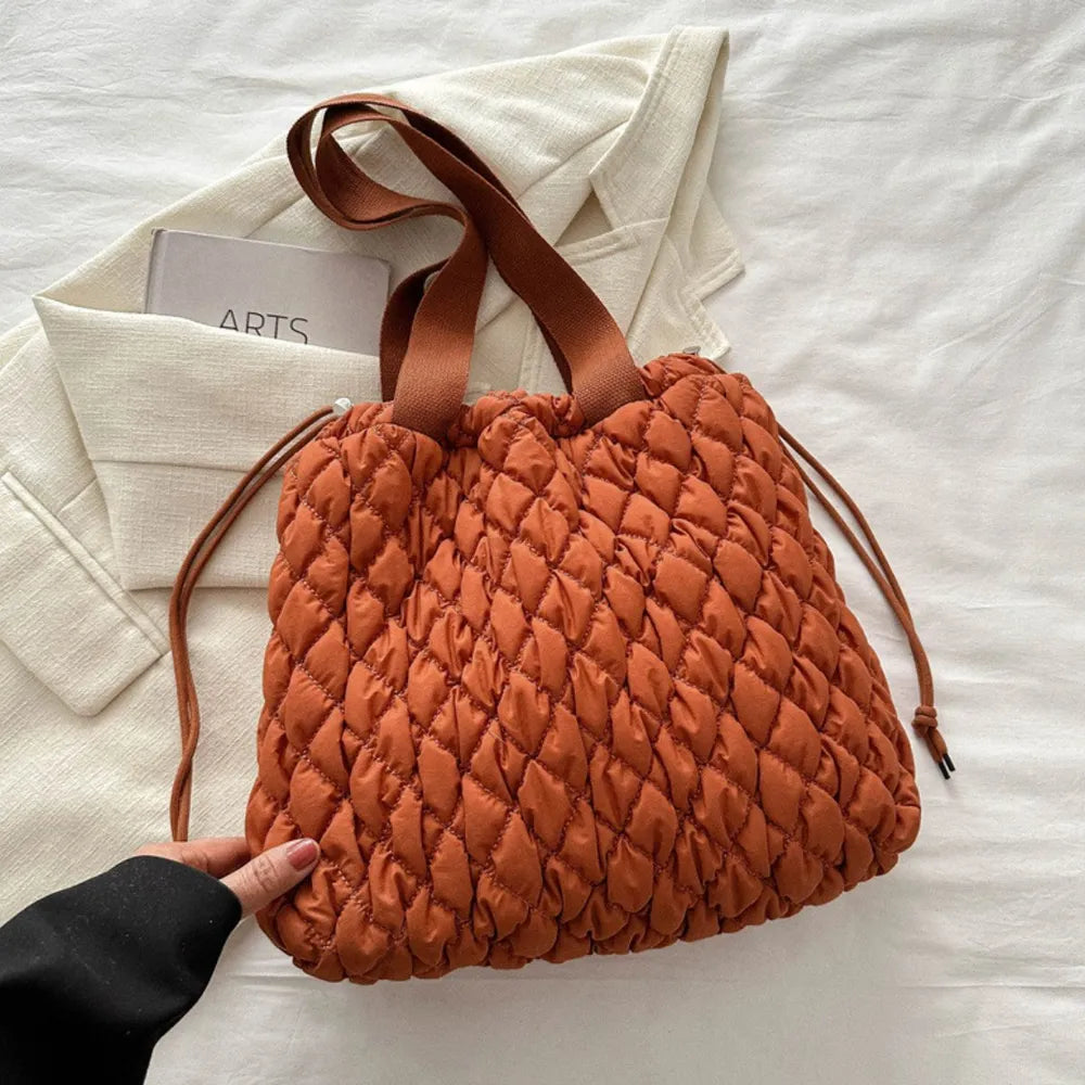 Drawstring Bubble Texture Tote Bag - Premium Tote Bag from Trendsi - Just $39.99! Shop now at Handbags Specialist Headquarter