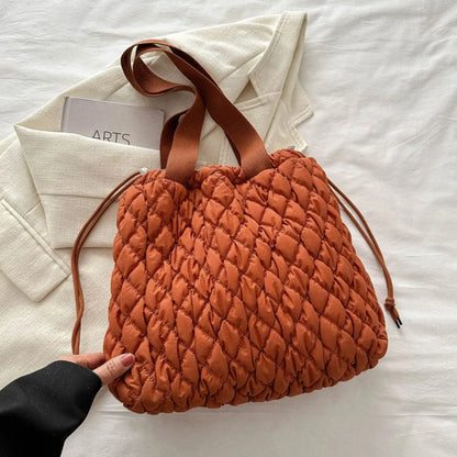 Drawstring Bubble Texture Tote Bag - Premium Tote Bag from Trendsi - Just $39.99! Shop now at Handbags Specialist Headquarter
