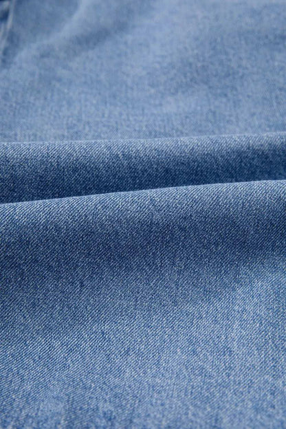 Tied Front Puff Sleeve Peplum Denim Shirt - Premium Women / Jeans & Denim from Trendsi - Just $41.86! Shop now at Handbags Specialist Headquarter