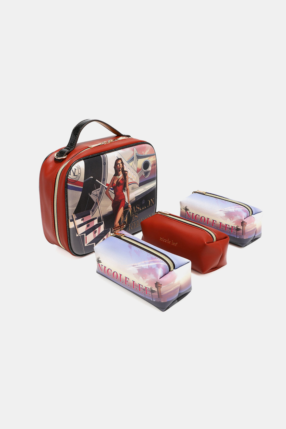 Nicole Lee USA Printed Handbag with Three Pouches - Premium Handbags from Trendsi - Just $39.99! Shop now at Handbags Specialist Headquarter