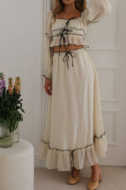 Off-Shoulder Top and Skirt Set - Premium Skirts from Trendsi - Just $37.99! Shop now at Handbags Specialist Headquarter