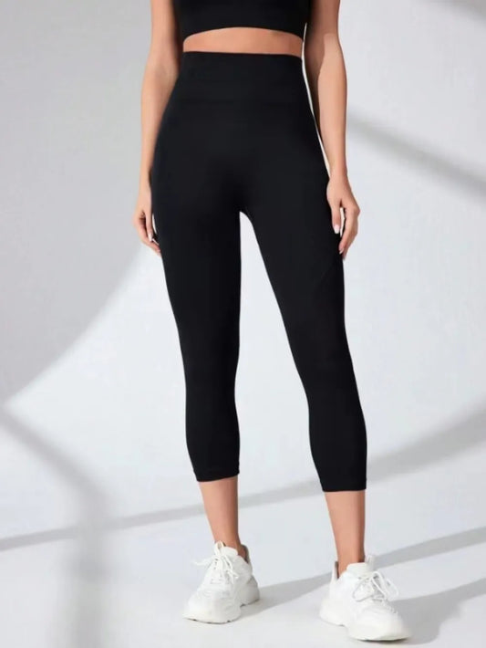 High Waist Cropped Active Leggings - Premium Leggings from Trendsi - Just $31.92! Shop now at Handbags Specialist Headquarter