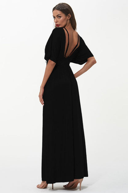 Shiny Strappy Neck Maxi Dress - Premium Maxi Dress from Trendsi - Just $41.99! Shop now at Handbags Specialist Headquarter