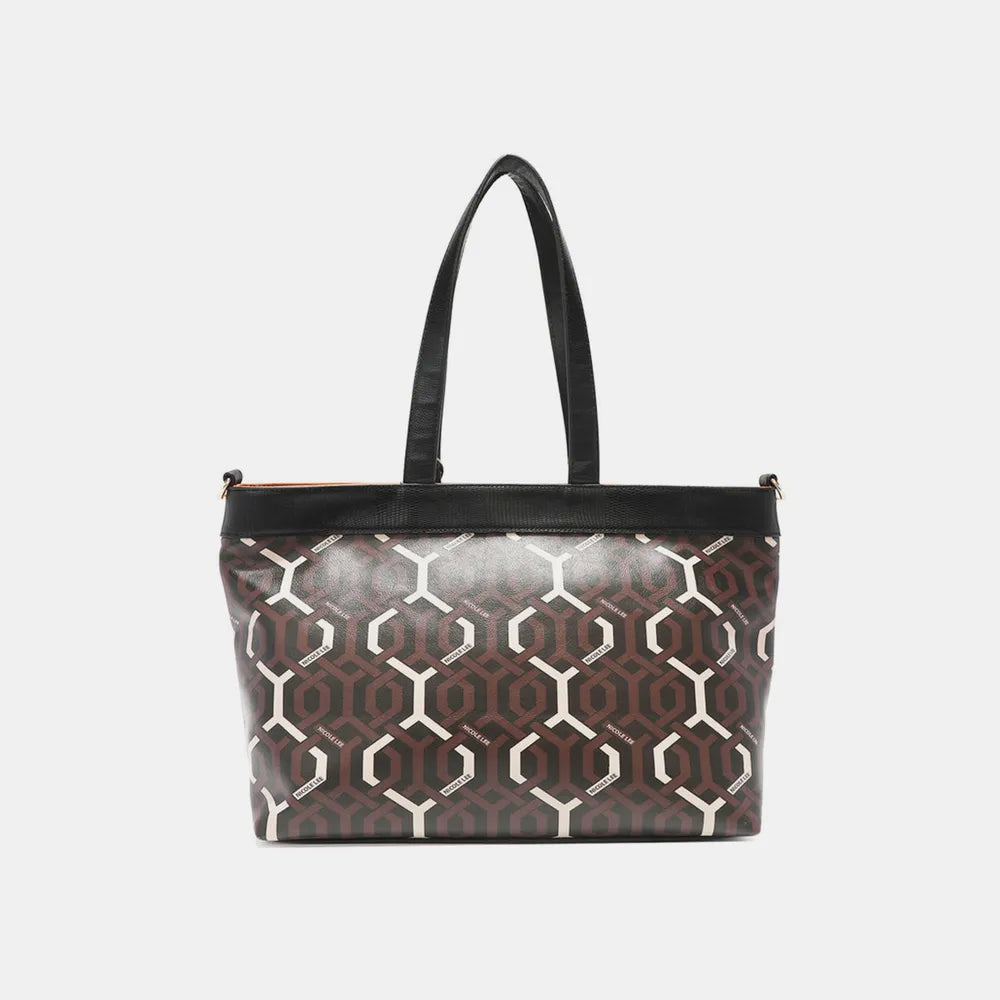 Nicole Lee USA Geometric Pattern Large Handbag - Premium Tote Bag from Trendsi - Just $68.99! Shop now at Handbags Specialist Headquarter
