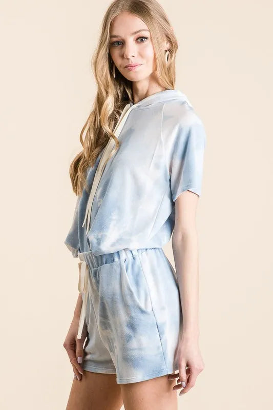 BiBi Tie Dye French Terry Hoodie Top and Bottom Set - Premium  from Trendsi - Just $19.99! Shop now at Handbags Specialist Headquarter