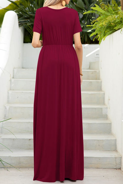 Round Neck Maxi Tee Dress with Pockets - Premium Maxi Dress from Trendsi - Just $45.99! Shop now at Handbags Specialist Headquarter