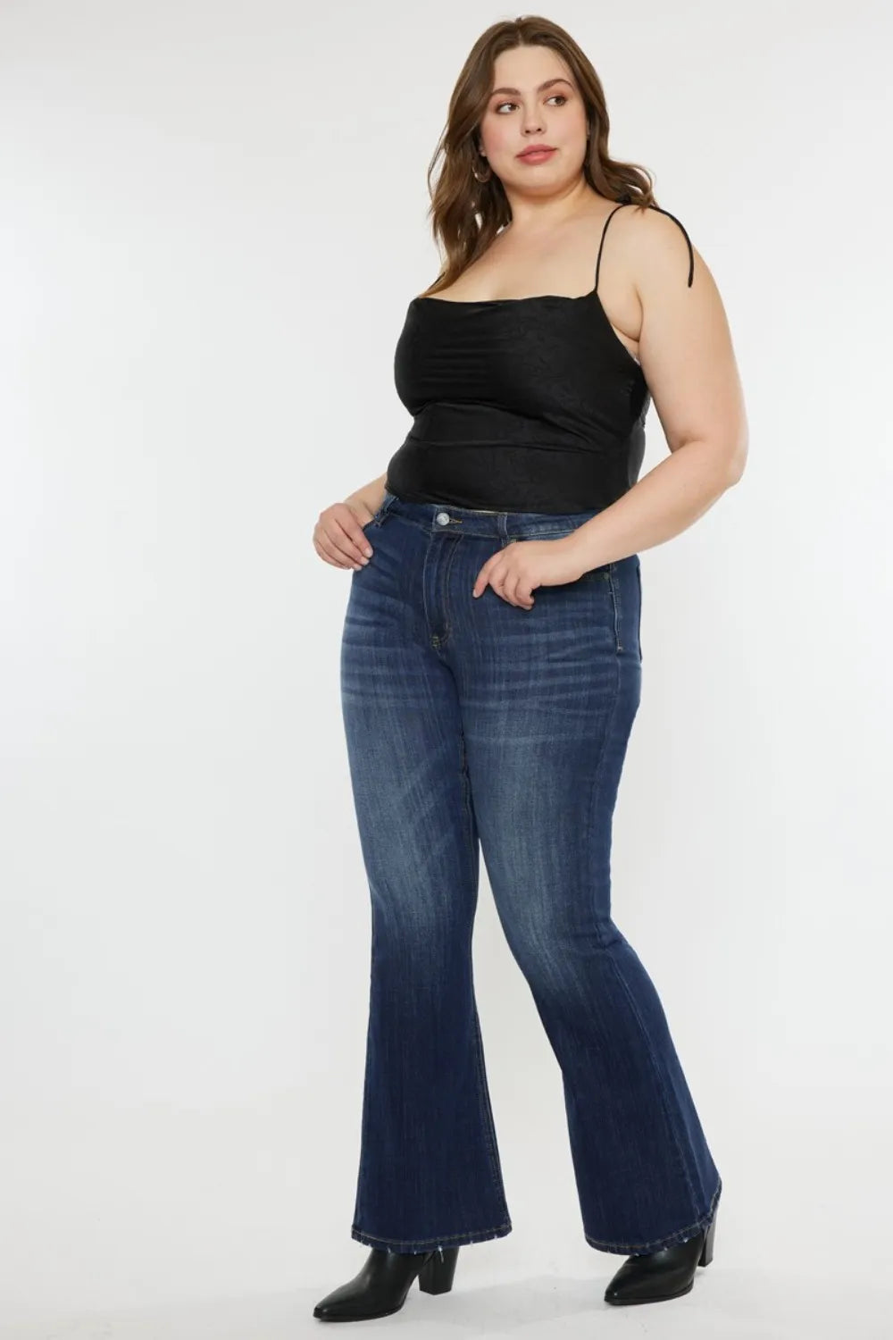 Kancan Full Size Mid Rise Slim Flare Jeans - Premium Sleepwear from Trendsi - Just $67.99! Shop now at Handbags Specialist Headquarter
