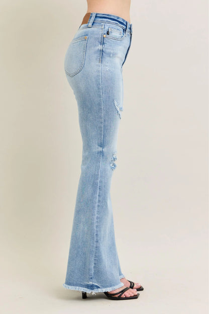 Judy Blue Full Size Hw Flare Jeans W/ Shield Pockets Plus Size - Premium Women / Jeans & Denim from Trendsi - Just $68.99! Shop now at Handbags Specialist Headquarter