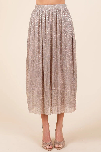 Mittoshop Metallic Glitter Speckle Print Elastic Midi Skirt - Premium Skirts from Trendsi - Just $54.99! Shop now at Handbags Specialist Headquarter