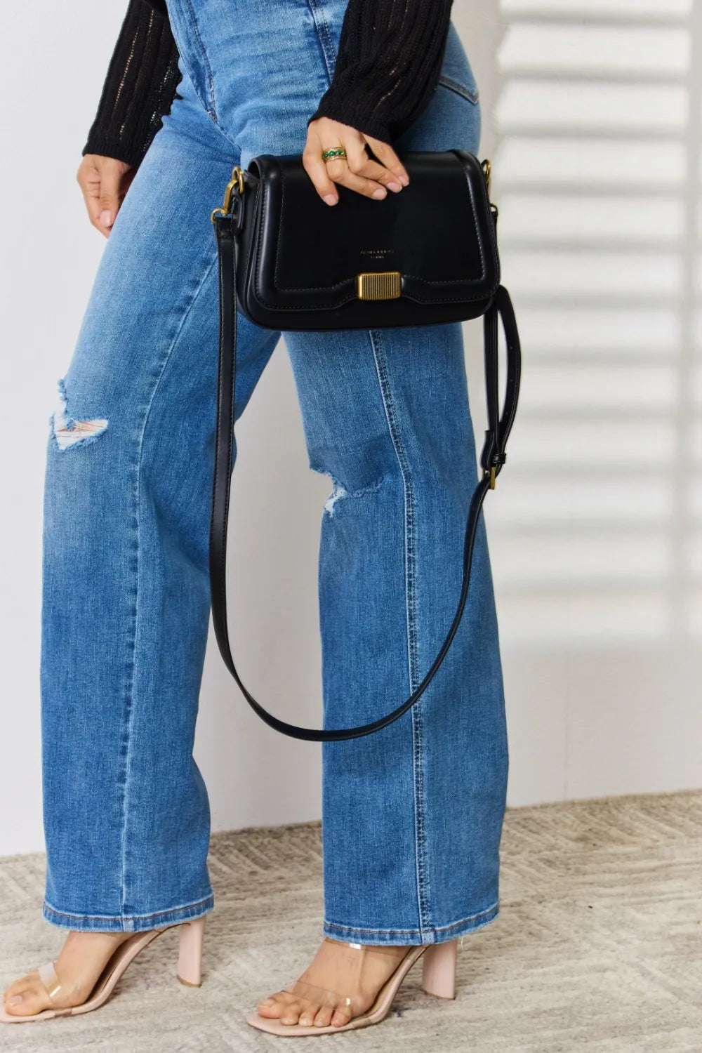 David Jones PU Leather Crossbody Bag - Premium Crossbody Bag from Trendsi - Just $40.99! Shop now at Handbags Specialist Headquarter