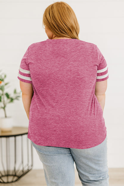 Plus Size Striped V-Neck Tee Shirt - Premium Plus Size Shirts from Trendsi - Just $26! Shop now at Handbags Specialist Headquarter