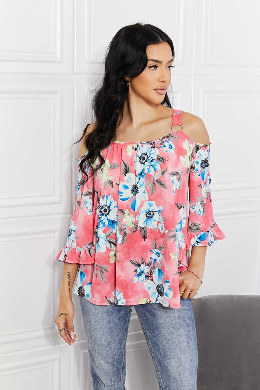 Sew In Love Full Size Fresh Take  Floral Cold-Shoulder Top - Premium Women / Jeans & Denim from Trendsi - Just $42! Shop now at Handbags Specialist Headquarter