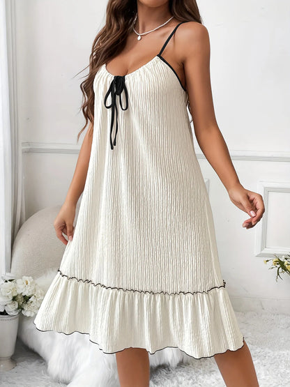 Full Size Tiered Ruffled Lounge Dress with Contrast Trim Plus Size - Premium Sleepwear from Trendsi - Just $26.99! Shop now at Handbags Specialist Headquarter