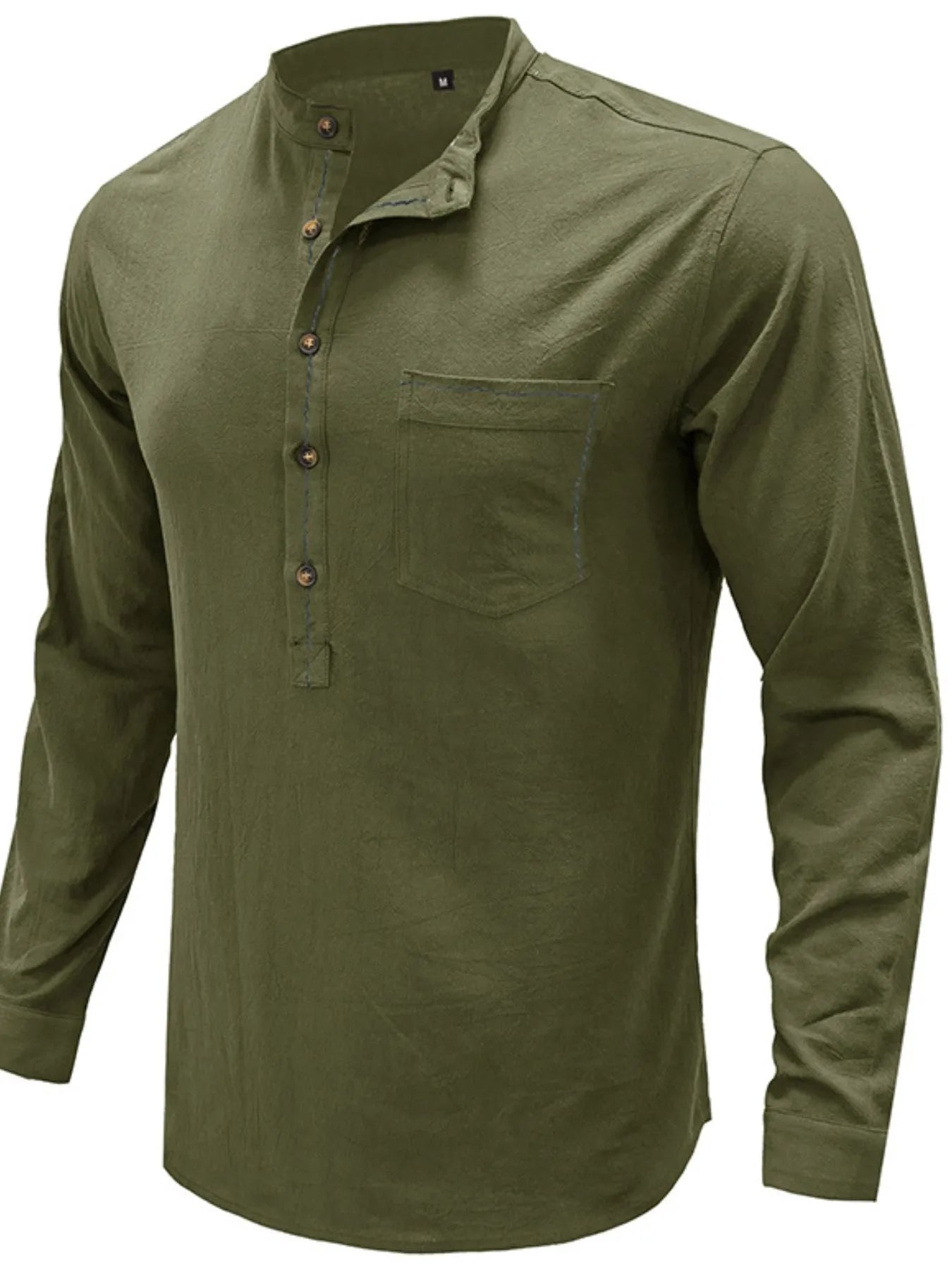 Men's Button Detail Long Sleeve Polo Shirt - Premium Men's Polo shirt from Trendsi - Just $43.99! Shop now at Handbags Specialist Headquarter
