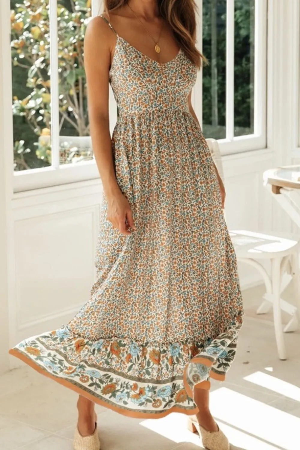 Printed Maxi Cami Dress - Premium Maxi Dress from Trendsi - Just $29.99! Shop now at Handbags Specialist Headquarter