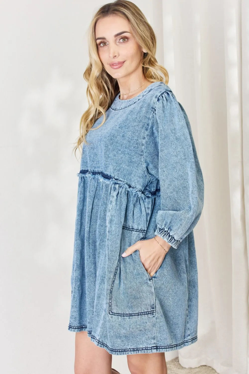 HEYSON Full Size Oversized Denim Babydoll Dress - Premium Dresses from Trendsi - Just $58.99! Shop now at Handbags Specialist Headquarter