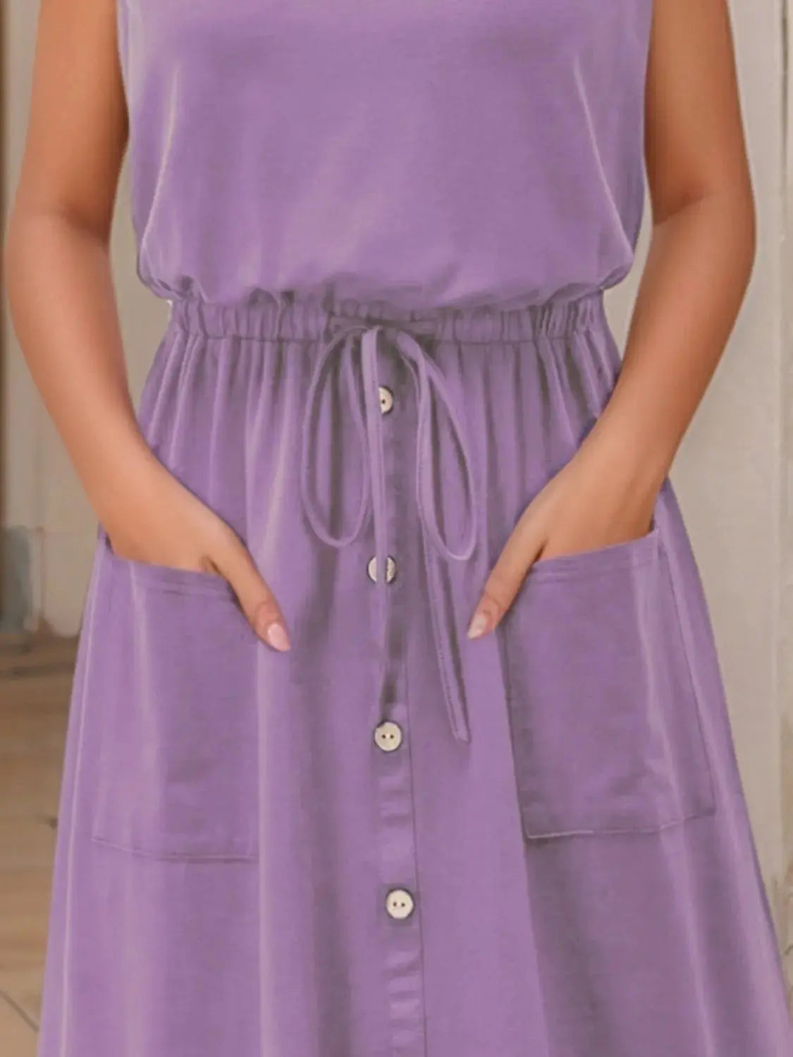 Full Size Round Neck Sleeveless Tank Dress Plus Size.