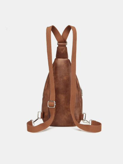 PU Leather Crossbody Bag with Two Detachable Strap - Premium Crossbody Bag from Trendsi - Just $38.99! Shop now at Handbags Specialist Headquarter