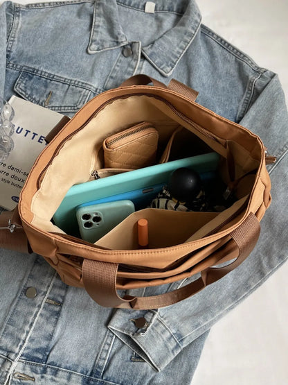 Nylon Solid Color Tote Bag - Premium Tote Bag from Trendsi - Just $31.99! Shop now at Handbags Specialist Headquarter