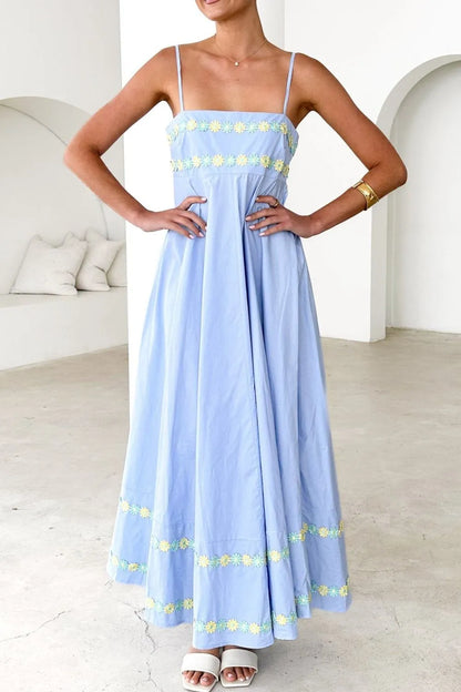 Floral Embroidered Spaghetti Strap Maxi Dress - Premium Maxi Dress from Trendsi - Just $47.99! Shop now at Handbags Specialist Headquarter