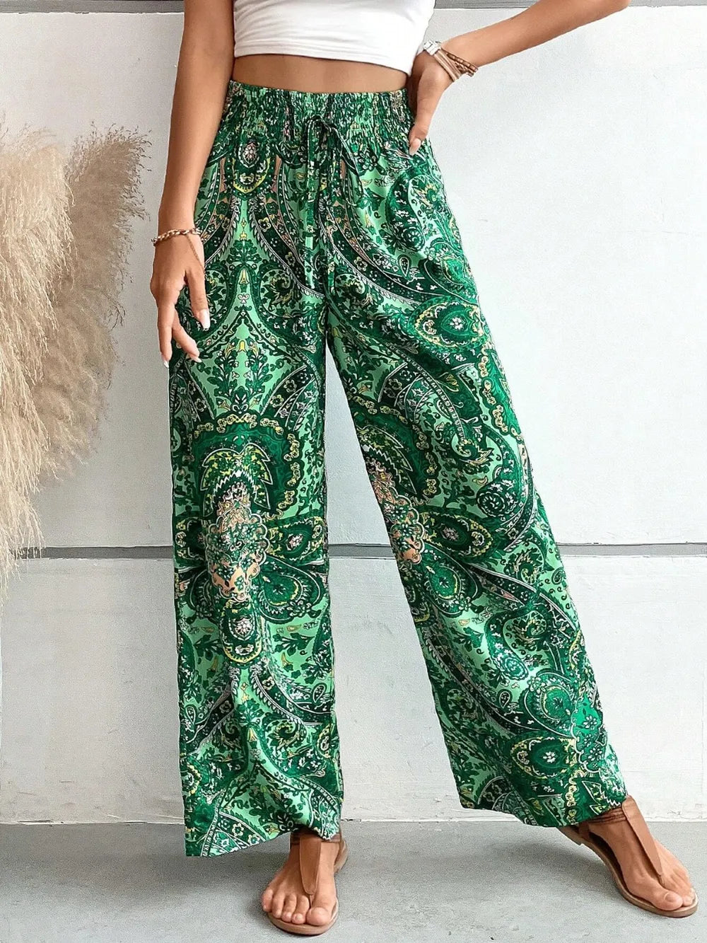 Printed Wide Leg Pants - Premium Women Pants from Trendsi - Just $27.99! Shop now at Handbags Specialist Headquarter