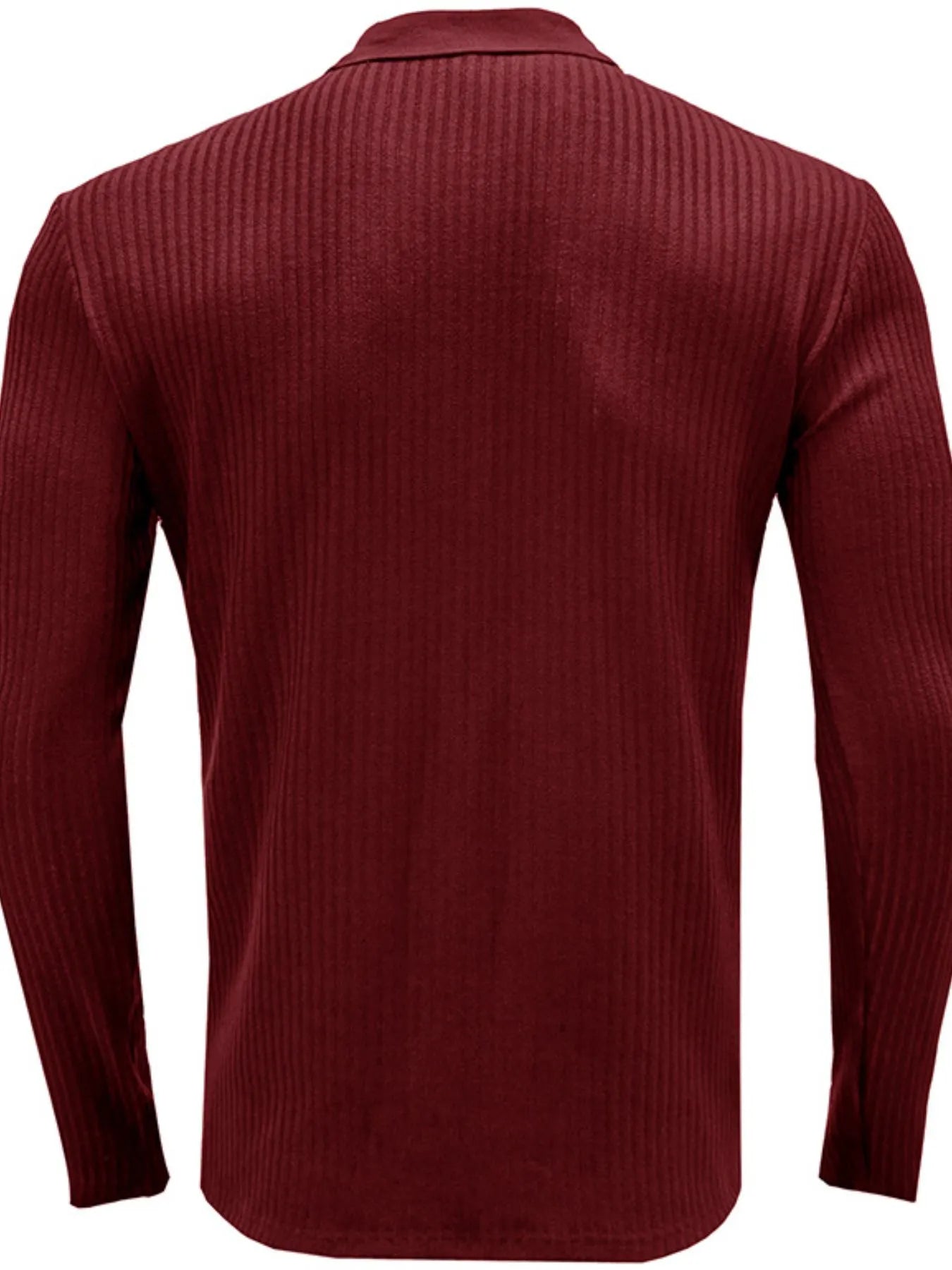 Men's Ribbed Knit Long Sleeve Polo - Premium Men's Polo shirt from Trendsi - Just $28.18! Shop now at Handbags Specialist Headquarter