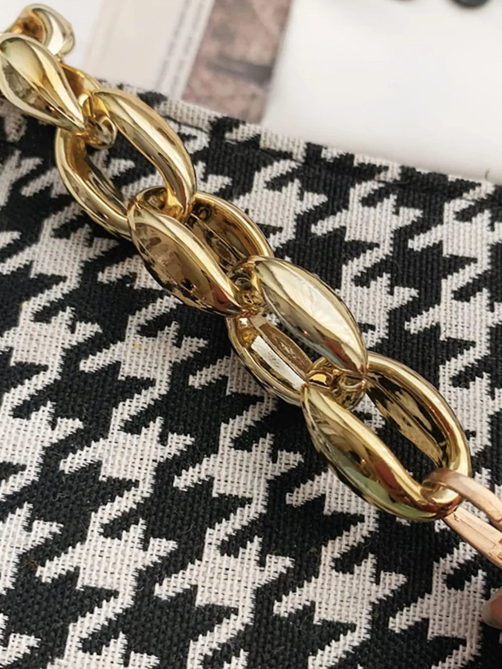 Houndstooth Polyester Handbag - Premium handbags from Trendsi - Just $14.99! Shop now at Handbags Specialist Headquarter